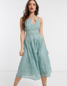 Кружевное платье миди для выпускного ASOS DESIGN-Мульти