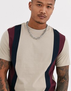 Бежевая футболка колор блок из органического хлопка ASOS DESIGN-Бежевый