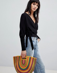 Топ с запахом Free People East Coast-Черный
