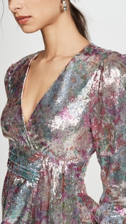 Prabal Gurung V Neck Long Sleeve Dress with Puff Sleeves