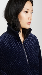 Club Monaco Quilted Velour Quarter Zip Sweatshirt