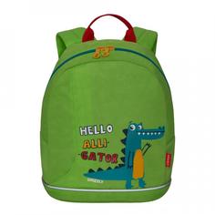 Дошкольный рюкзак для мальчика Grizzly Hello Alligator салатовый