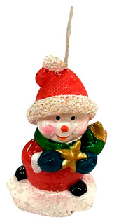 Свеча новогодняя Новогодняя сказка Снеговик с подарком 6 см Красный 972983