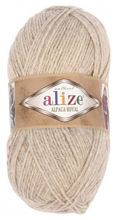 Пряжа "Alpaka royal" 30% альпака, 15% шерсть, 55% акрил 250м/100гр (152 беж.мел.) ALIZE