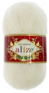 Пряжа "Kid mohair royal" 62% мохер, 38% полиамид 500м/50гр (62 св.-молочный) ALIZE
