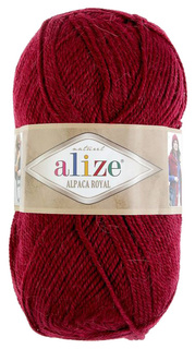Пряжа "Alpaka royal" 30% альпака, 15% шерсть, 55% акрил 250м/100гр (57 бордовый) ALIZE