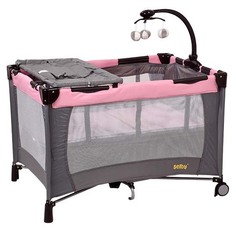 Манеж Selby 215, серый-розовый