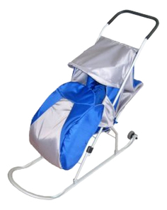 Санки-коляска ВЯТСКИЕ САНИ Вятич-8ПК Люкс+ серо-синие