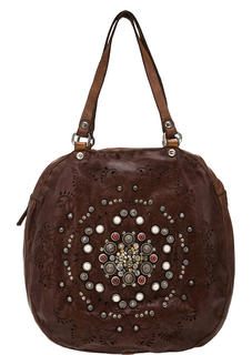 Сумка Campomaggi 1775593, коричневая/красная/белая/стальная/бронзовая