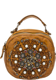 Сумка Campomaggi 1775603, коричневая/белая/красная/стальная/бронзовая