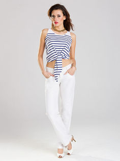 Брюки женские Vilatte D24.197 белые 50