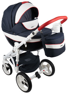 Коляска 2 в 1 Adamex MONTE CARBON (т,синий+белый+красный D32)