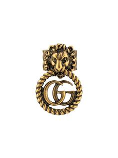 Gucci кольцо в виде головы льва с логотипом GG