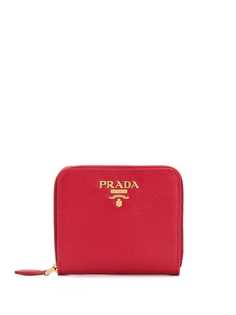 Prada кошелек на молнии с металлическим логотипом