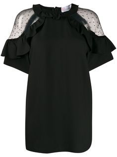 Red Valentino блузка с оборками и прозрачными вставками