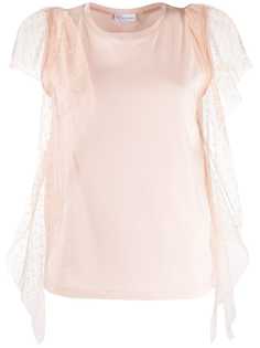 Red Valentino топ со вставкой из тюля