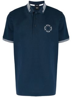 BOSS рубашка-поло с контрастным логотипом