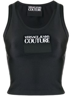 Versace Jeans Couture укороченный топ без рукавов с нашивкой-логотипом