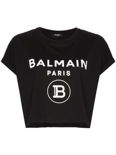 Balmain укороченная футболка с логотипом