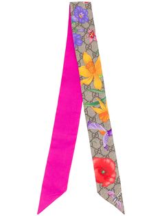 Gucci платок с принтом Flora и логотипом GG