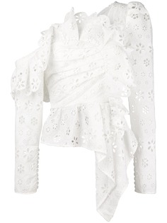 Self-Portrait broderie anglaise asymmetric top