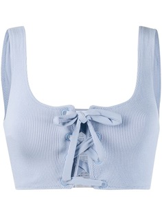 Ganni lace up ribbed bikini top