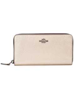 Coach кошелек на молнии с эффектом металлик