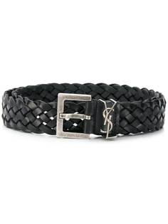Saint Laurent плетеный ремень с декором Monogram
