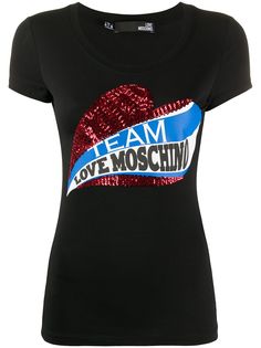 Love Moschino футболка с пайетками и логотипом