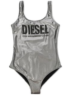 Diesel Kids TEEN logo lamé one-piece swimsuit