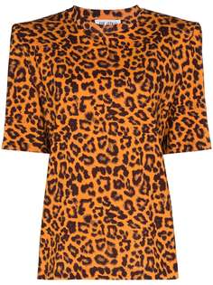 Attico футболка с подплечниками и леопардовым принтом