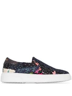 By Walid Multicoloured Chinese repatch slip-on sneakers