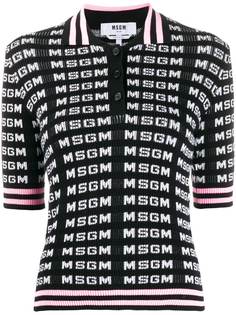 MSGM рубашка-поло вязки интарсия с логотипом