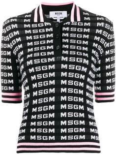MSGM рубашка-поло вязки интарсия с логотипом