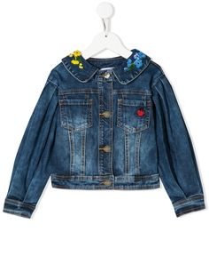 Monnalisa embroidered denim jacket