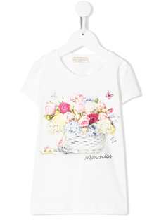 Monnalisa floral logo print T-shirt