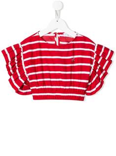 Monnalisa striped ruffle sleeve top