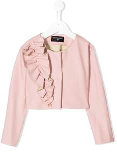 Monnalisa ruffle detail textured jacket