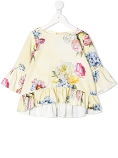 Monnalisa floral print ruffled blouse