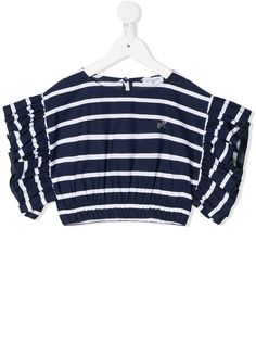 Monnalisa striped ruffle sleeve top