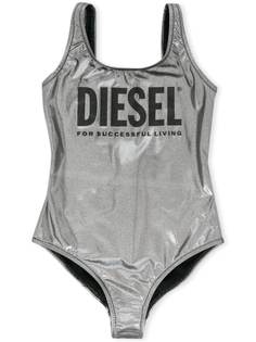 Diesel Kids metallic logo print swimsuit