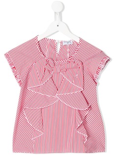 Monnalisa striped ruffle bow blouse