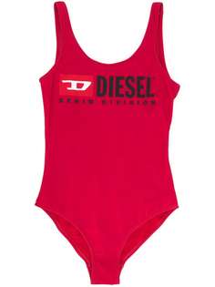 Diesel Kids logo print open back swimsuit