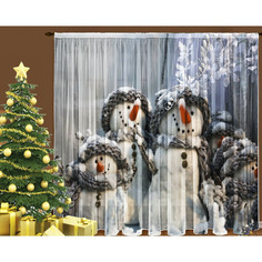 Тюль Тамитекс Семейка снеговиков 145x270cm 2шт 1205968