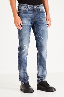 Синие джинсы с прорезями Emporio Armani