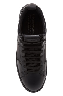 Кожаные кеды черного цвета Emporio Armani