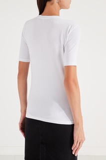 Белая футболка с крупным логотипом Dirk Bikkembergs