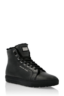 Черные кожаные кеды Philipp Plein