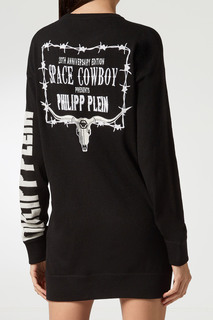 Черное мини-платье с вышивкой Philipp Plein