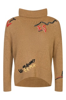 Песочный свитер с вышитыми надписями Ermanno Scervino